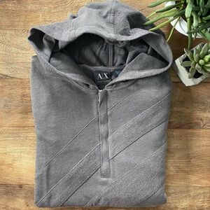 ARMANI EXCHANGE - Charcoal Hooded Half-Zip Sweater